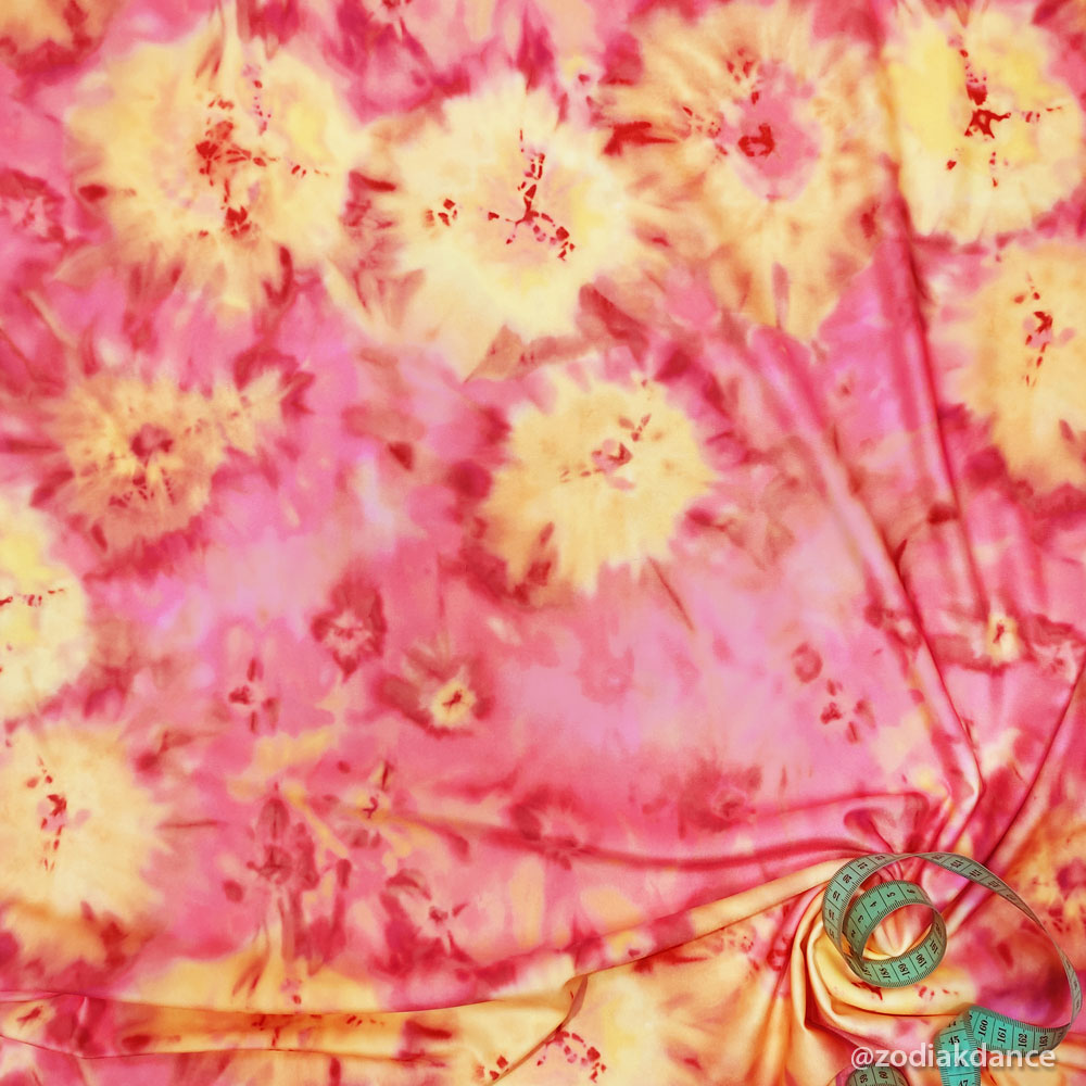 Lycra print Floral Rose/Sun